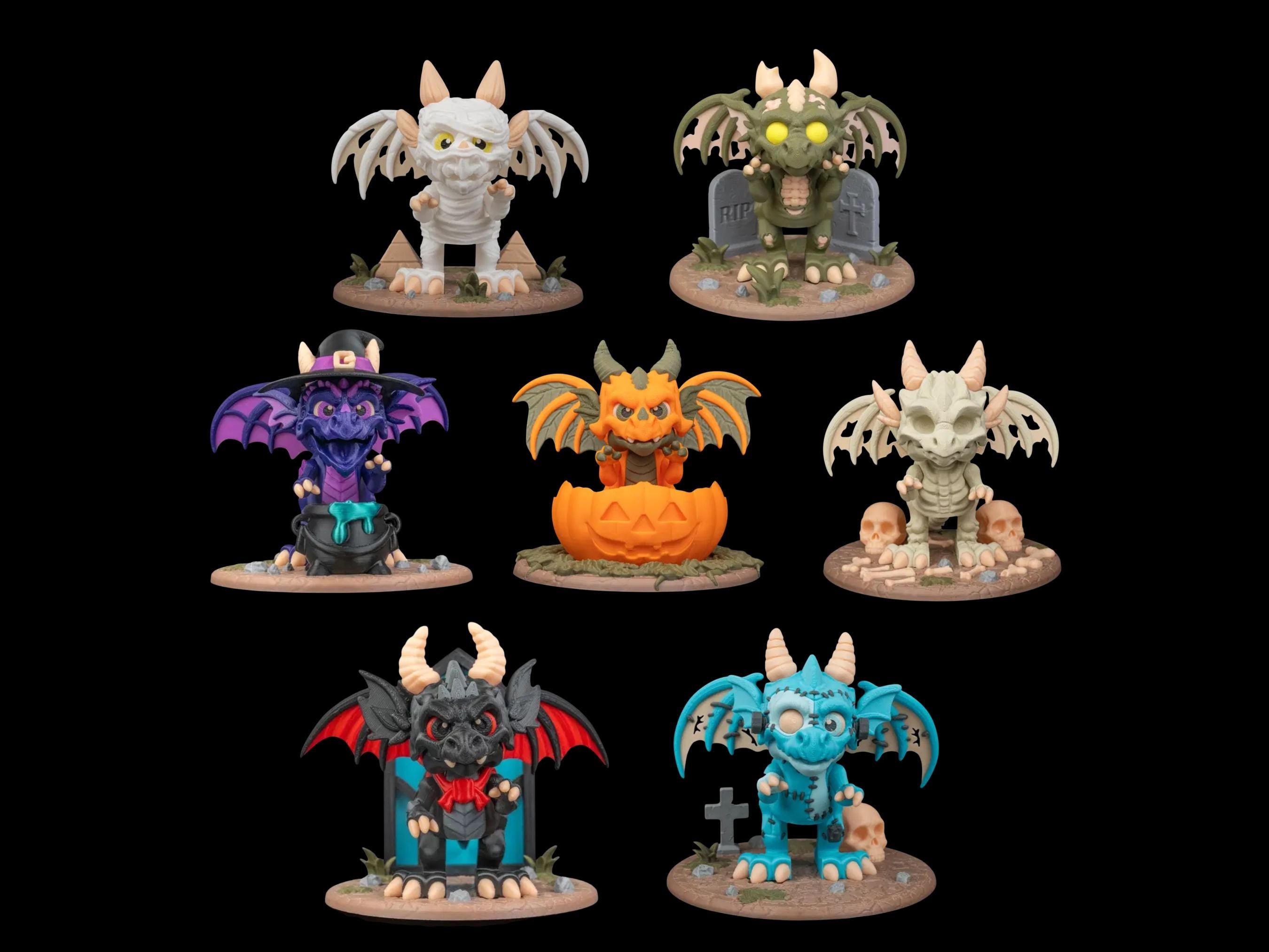 Halloween Dragon Figurine: Custom 3D Printed Gothic Fantasy Decor