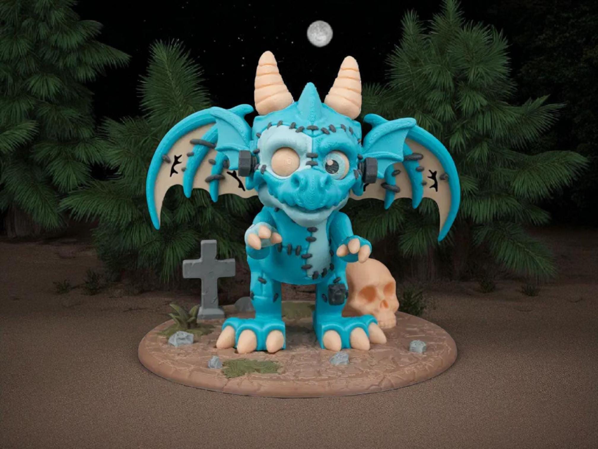 Halloween Dragon Figurine: Custom 3D Printed Gothic Fantasy Decor