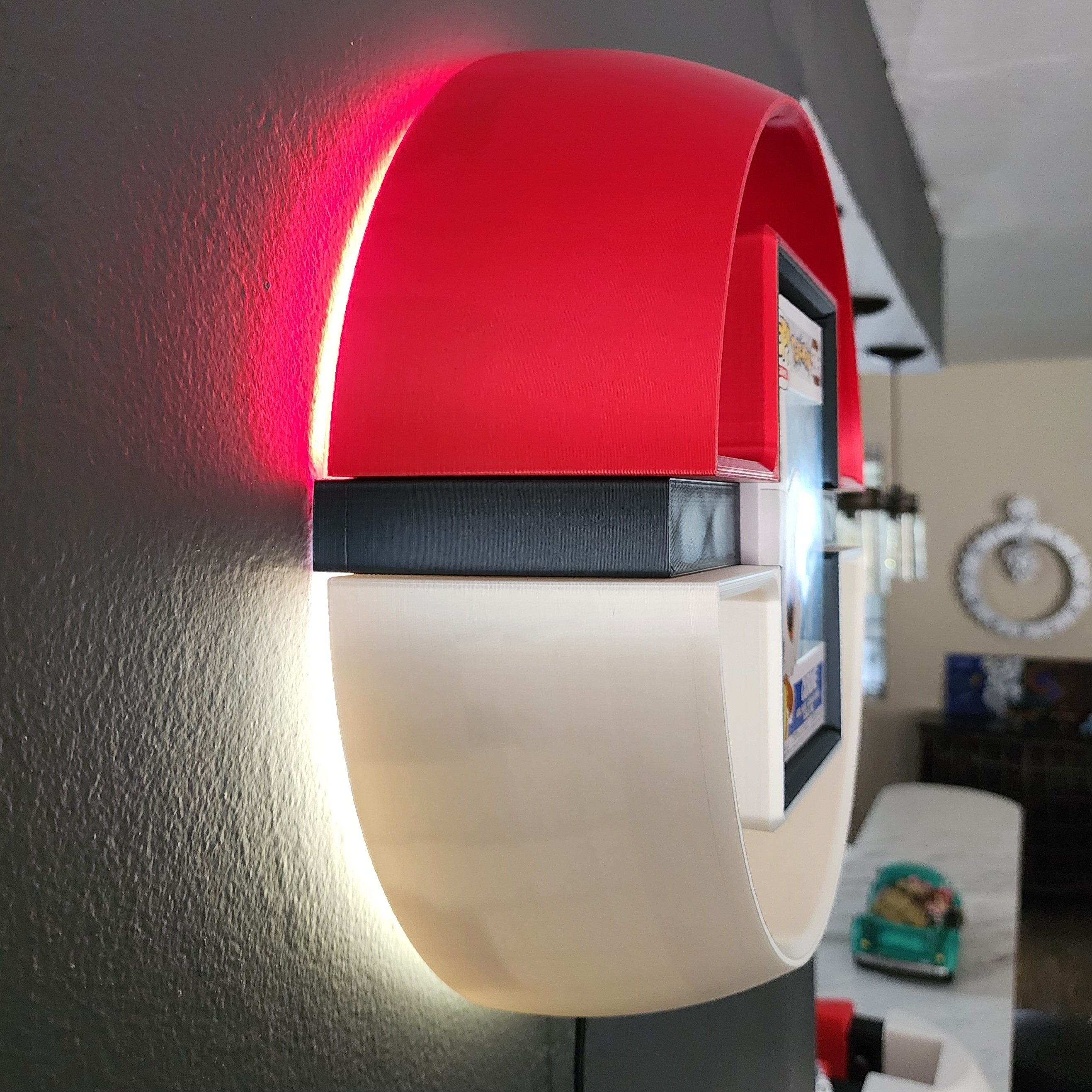 Poké Ball Inspired Light Up Wall Frame for Funko Pop! (3D Printed)