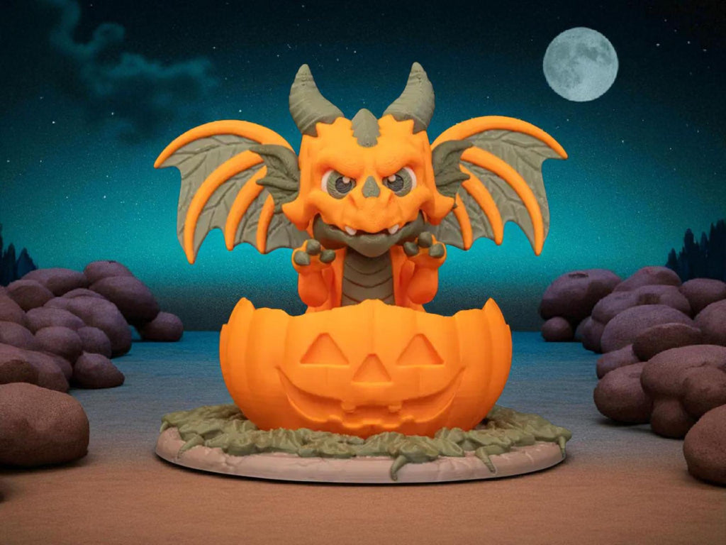 Halloween Dragon Figurine: Custom 3D Printed Gothic Fantasy Decor